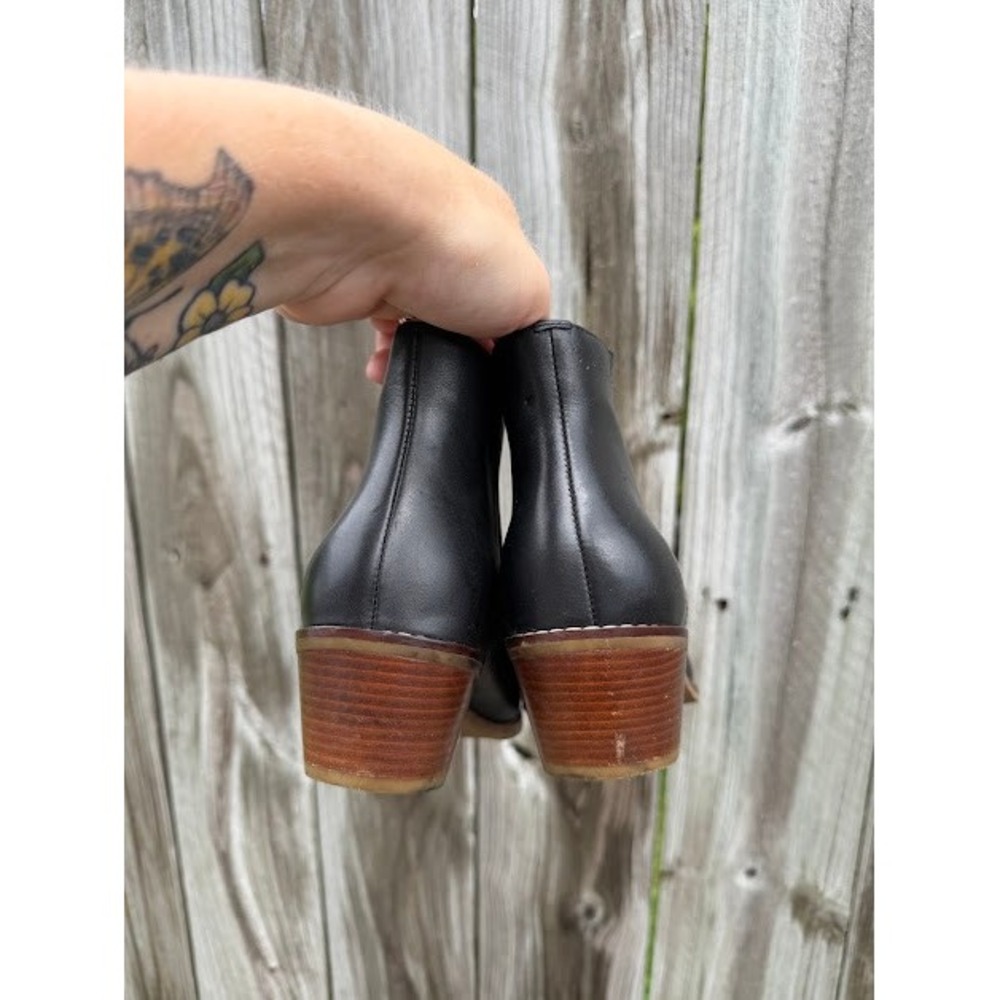 Minimalist Classic Cole Haan Leather Ankle Bootie 6.5 Black Block Heel Boot - Picture 6 of 11